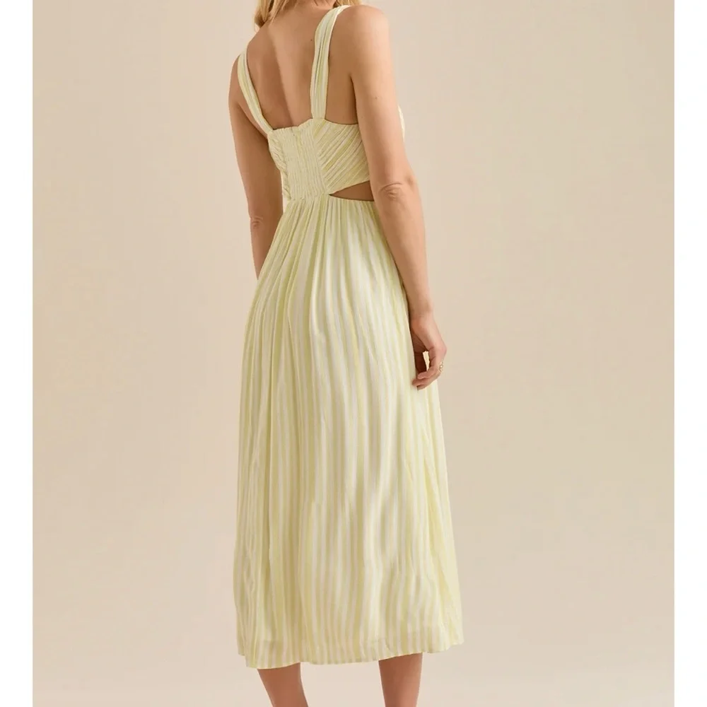 Altar’d State Butter Yellow Striped Maxi Dress Size Small Available NWT